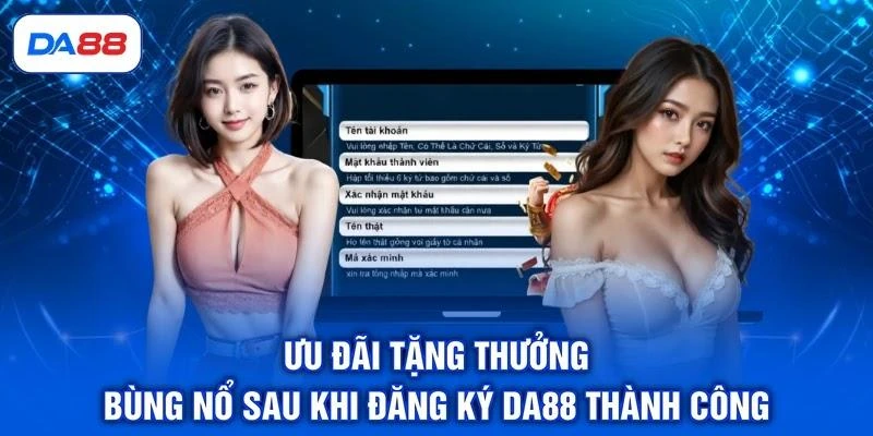 Ưu đãi tặng thưởng bùng nổ sau khi đăng ký DA88 thành công